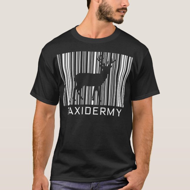 Camiseta Taidermy Barcode Hobby e Esporte Ideia de Oferta  (Frente)