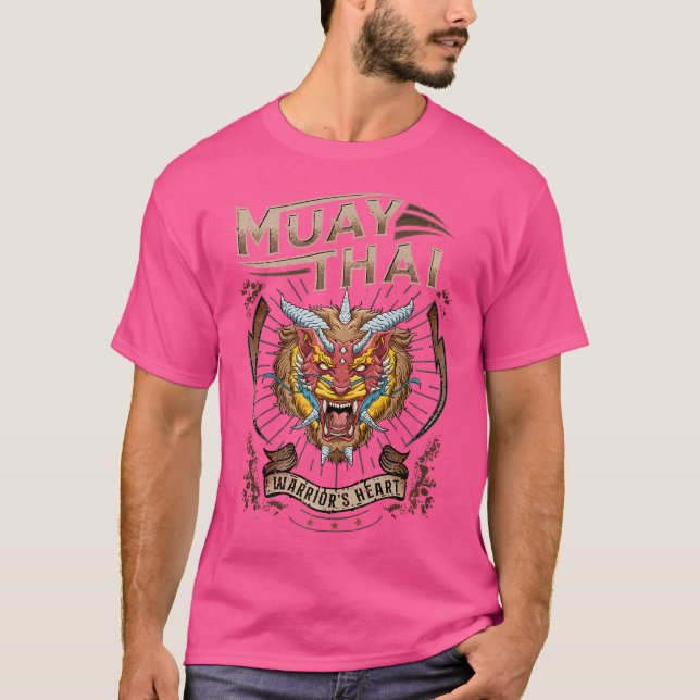 Camiseta Tailandês Boxing Warrior'S Heart Muay Thai E Lion  (Frente)