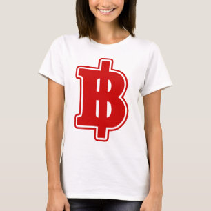 Camiseta ฿ tailandês da moeda do dinheiro do ฿ VERMELH
