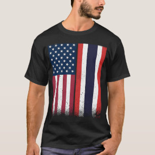 Camiseta Tailândia Bandeiras Tailandesas Americanas Orgulho