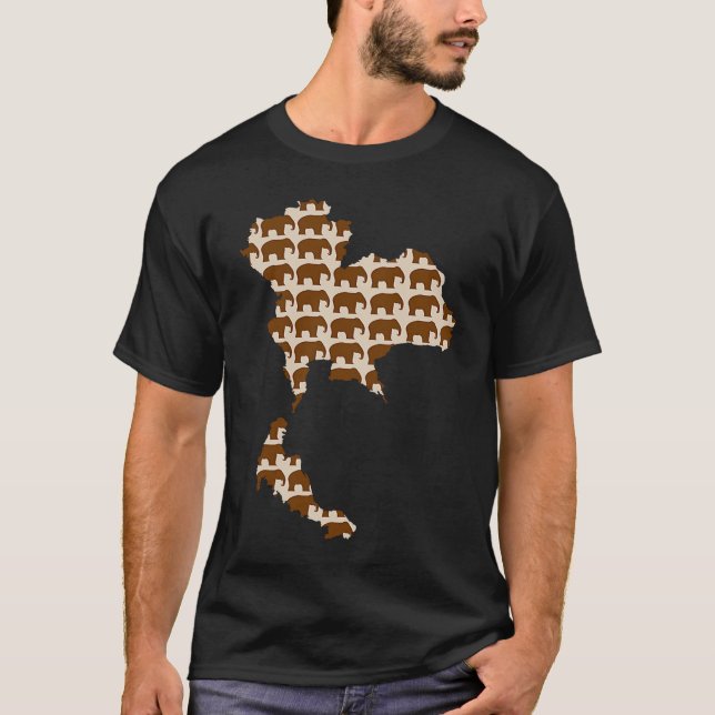 Camiseta Tailândia Mapeia Elefante - Padrão de Vacinação Ta (Frente)