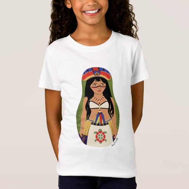 Camiseta Taíno de Boriken, porto-riquenha Matryoshka Girls' (Frente)