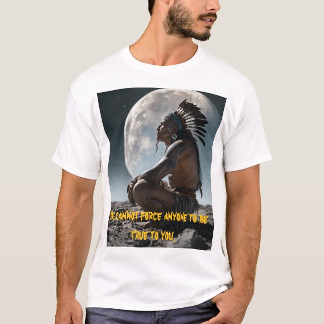 Camiseta Taino Indian na lua olhando para a Terra (Frente)