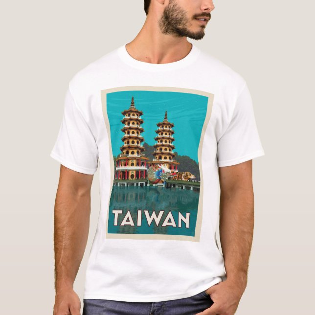Camiseta Taiwan | Dragão E Pagodas De Tigre (Frente)