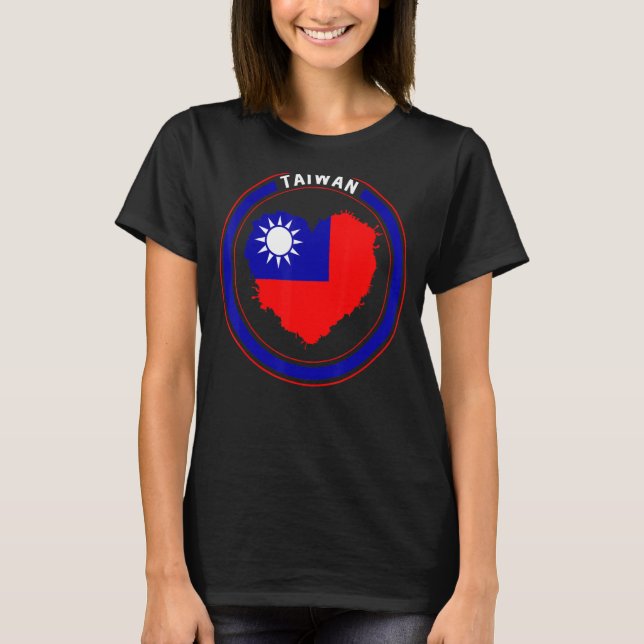 Camiseta Taiwan Flag Heart Support Chinês Taiwan (Frente)