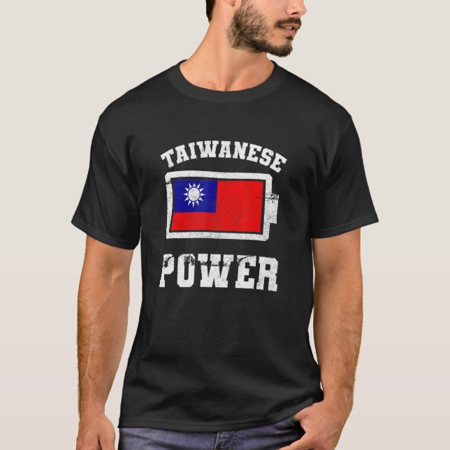 Camiseta Taiwan Taiwanese Flag Proud Strength Power Battery (Frente)