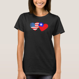 Camiseta Taiwan Usa Bandeira Coração Amor Taiwanês America