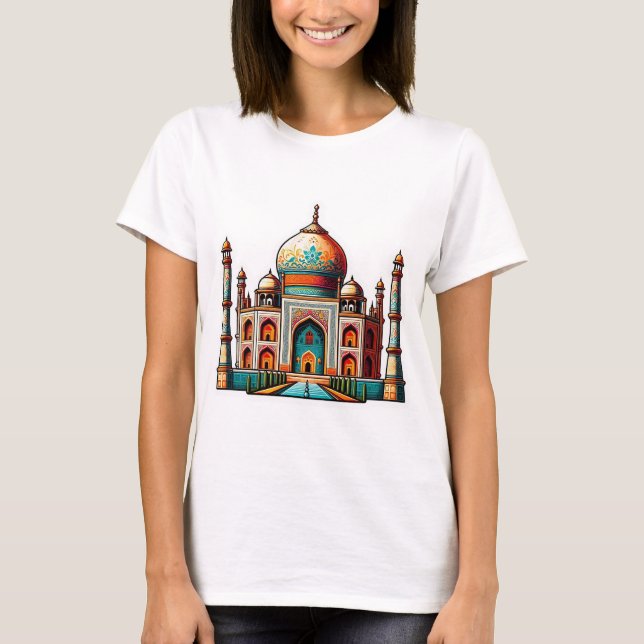 Camiseta Taj Mahal em um design decorativo (Frente)