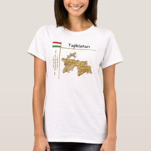 Camiseta Tajikistão Mapa + Bandeira + Título T-Shirt