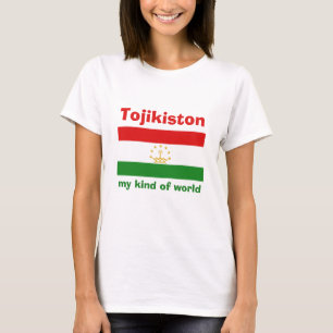 Camiseta Tajiquistão Bandeira + Mapa + Texto