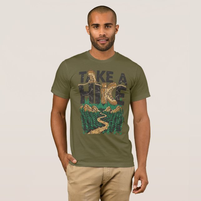 Camiseta Take a Hike – Funny Hiking Quote with Boot (Frente Completa)