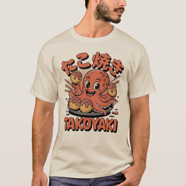 Camiseta Takoyaki Polvo – Delicioso Comida de Rua Japonesa  (Frente)