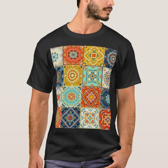 Camiseta Talavera, Azulejos, papel de parede mosaico turco. (Frente)