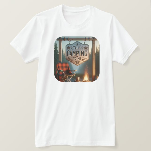 Camiseta Talk Camping to Me – Campfire Vibes Shirt (Frente do Design)