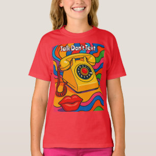 Camiseta Talk Don't Text Retro Landline Phone Red T-Shirt