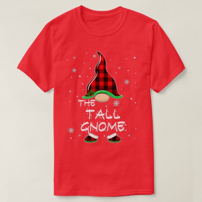 Camiseta Tall Gnome Buffalo Plaid Matching Family Christmas (Frente do Design)
