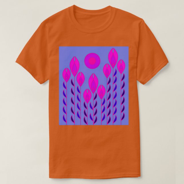 Camiseta Tall Irises Neon Pink (Frente do Design)