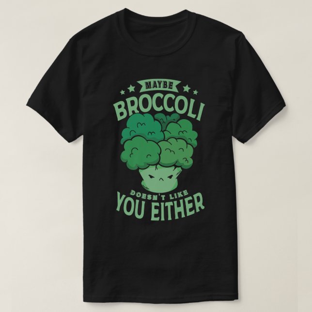 Camiseta Talvez Broccoli não goste de você também para um V (Frente do Design)
