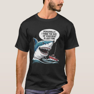 Camiseta Tamanho do Barco de Tubarão Engraçado Humor Oceano