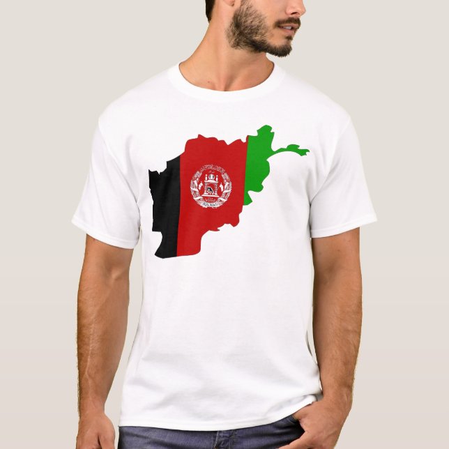Camiseta Tamanho do cheio do Mapa da Bandeira do Afeganistã (Frente)