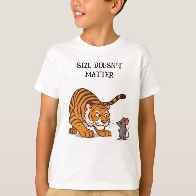 Camiseta Tamanho não importa - Design de Tigre e Rato Engra (Frente)