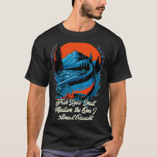 Camiseta Tamanhos de Peixes Pequeno Médio Humor de Pesca Pe