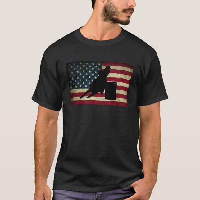 Camiseta Tambor americano que compete a fêmea com bandeira (Frente)