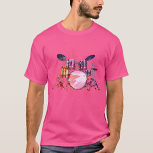 Camiseta Tambor Bass Funny Conjunto Legal Kit de Arte Drumm