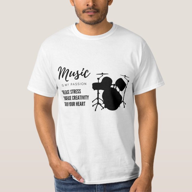 Camiseta tambor, baterista, música, amante (Frente)