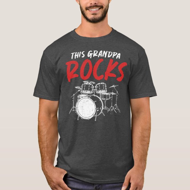 Camiseta Tambor De Mens Arrumou Este Vovô Rocha Drummer Apo (Frente)