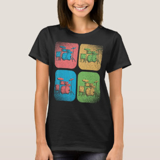 Camiseta Tambor de pop Art Conjunto de Tambores Tambores Ta