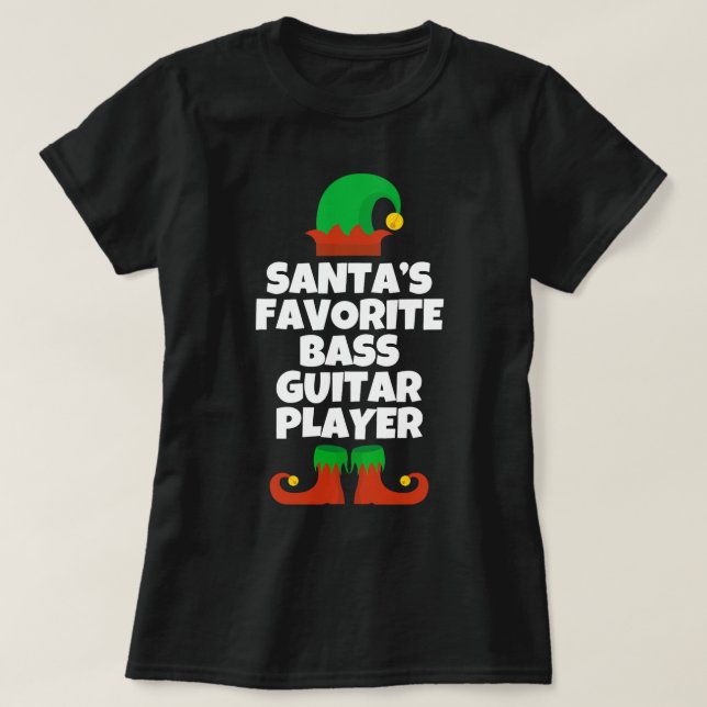 Camiseta Tambor de Violão de Bass Favorito Engraçado Natal (Frente do Design)