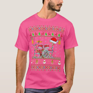Camiseta Tambor Engraçado Lover Xmas Santa Hat Drum Ugly Ch