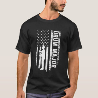 Camiseta Tambor Grande Bandeira Americana Marchando Tambor