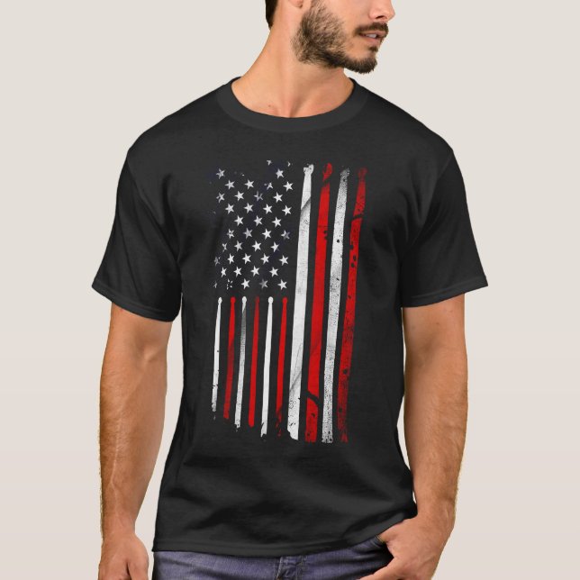 Camiseta Tambor gruda em uma bandeirola americana. (Frente)