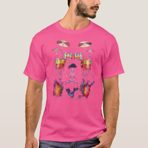 Camiseta Tambor Kit Percussionista Drummer Art Drums