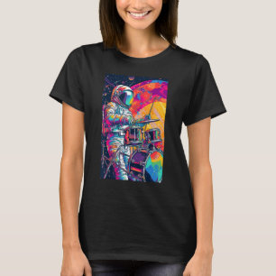 Camiseta Tambor Tocando Astronauta Drummer Espaço do Rapaz 