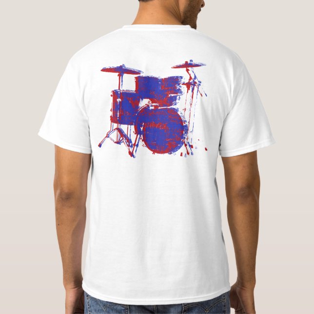 Camiseta tambores azuis brancos (Verso)
