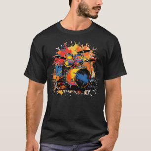 Camiseta Tambores Coloridos Para Grande Baterista