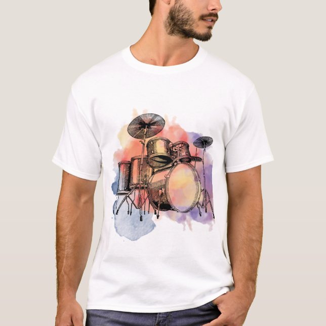 Camiseta Tambores de abertura de aquarela (Frente)