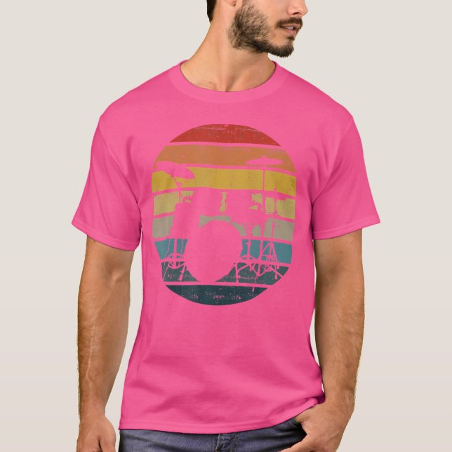 Camiseta Tambores De Bass Silhute Em Um Sunset Retrovisor D (Frente)