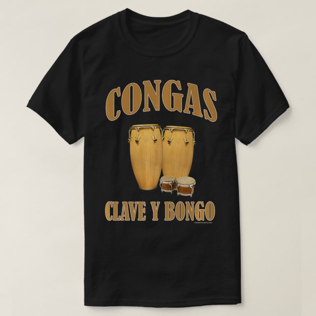 Camiseta Tambores de Conga e tambores de bongo - Percussão  (Frente do Design)