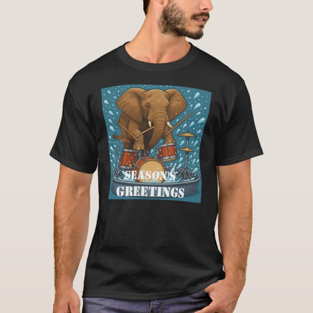 Camiseta Tambores de elefante saltando água na escola de ve (Frente)