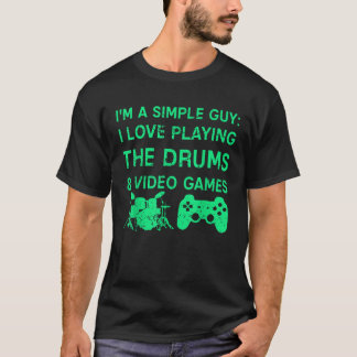 Camiseta Tambores de jogos Videos games simples de Cara grá
