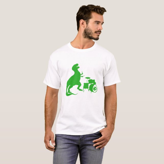 Camiseta Tambores de reprodução de dinossauro - Escolher co (Frente Completa)