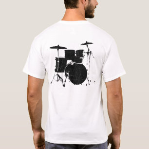 Camiseta tambores pretos em branco