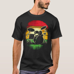 Camiseta Tambores Retro Vintage Bateria Banda Conjunto de T