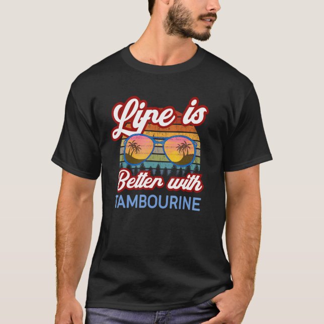 Camiseta Tambourine Retro Sunset Life é Melhor com Tambou (Frente)