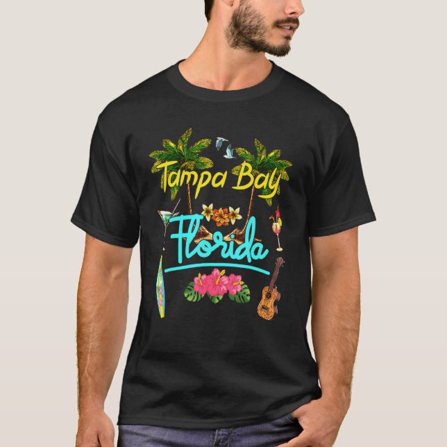 Camiseta Tampa Bay Florida Beach Summer Palm Surf Sun Set P (Frente)