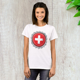 Camiseta Tampa da Garrafa da Bandeira Suíça Cruz Vermelha e